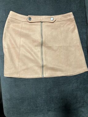 Jack by BB Dakota Tan Faux Suede Zip-Front Mini Skirt